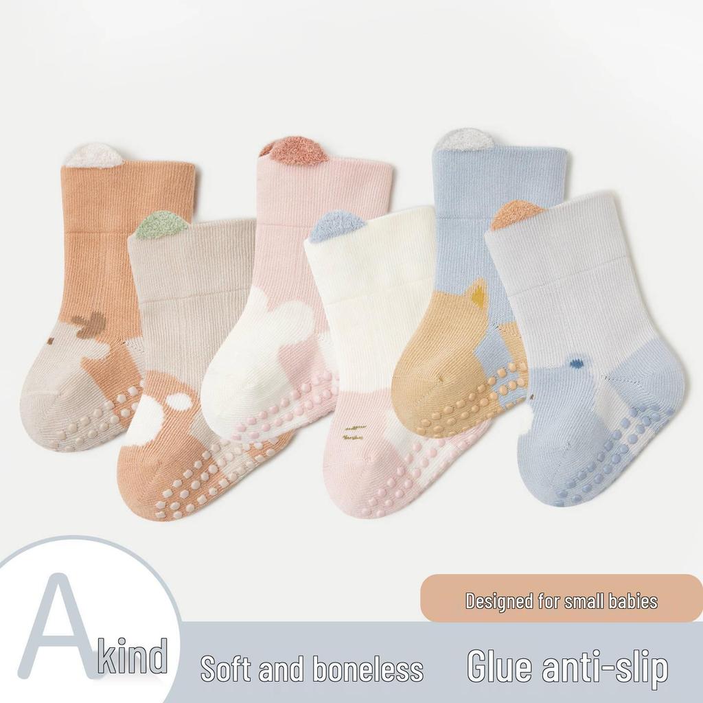 Baby Non-Slip Cartoon Cotton Socks for Newborns - Warm, Cold-Proof Walking Socks for Spring, Autumn, and Winter