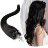 Human Hair Ring Loop Hair Tip Extensions Remy Extensions Color Wig Extensions 50 Pieces [ALISY] (16inch, 1B#)