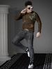 European Style Round Neck Long-Sleeve Knit Sweater for Men, Autumn and Winter 2025 New Trendy Velvet Print Warm Sweater for Men
