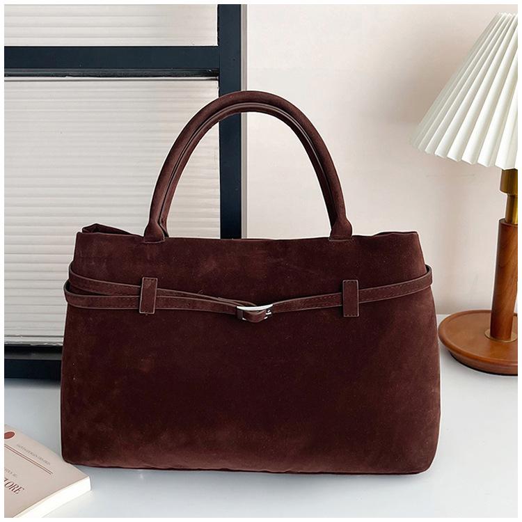 Винтажная нишевая замшевая сумка-тоут: Большая вместимость, универсальная мода для поездок на работу