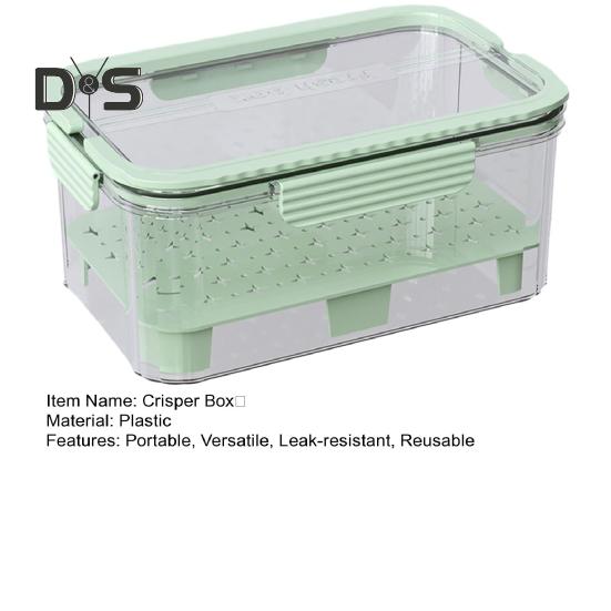 Контейнер для хранения салата, герметичный, прозрачный, контейнер для фруктов, двухъярусная корзина для охлаждения льда, переносной контейнер для фруктов с дренажным поддоном