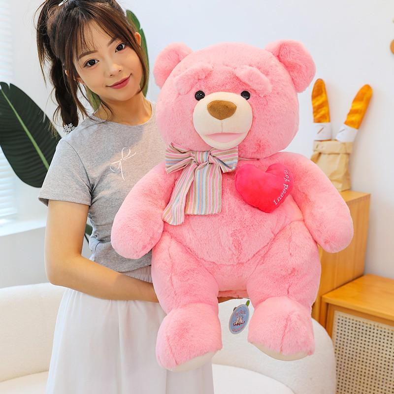 Plush Teddy Bear With Bow Tie Heart Girlfriend Gift Valentines Day Wedding Room Decor Soft Stuffed Animal Toy