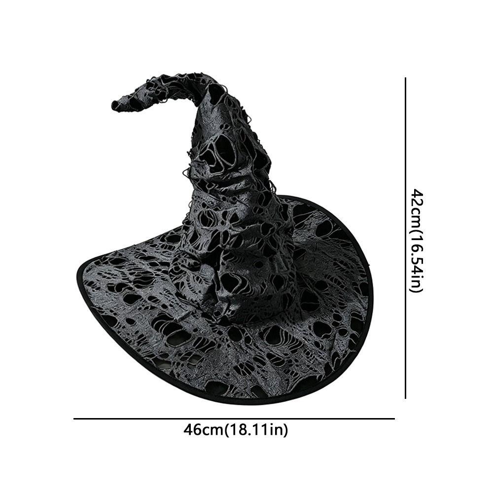 Large Wide Brim Ripped Tattered Witch Hat Tall Pointed Cone Top Pointed Mage Hat  Halloween Party