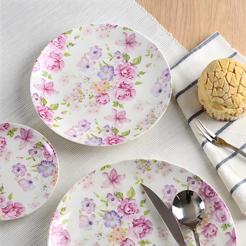 3pcs/lot, 10 & 8 & 6 inch, bone china dinner plates dinner sets, pocelain kitchen plates, ceramic complete plates dining