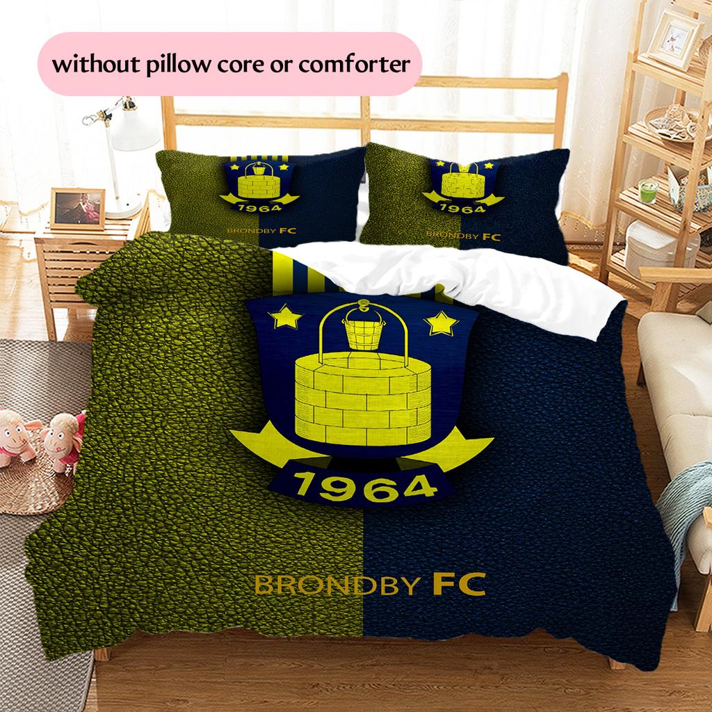 Brøndby IF Pattern Bedding Quilt Set Home Decoration Gift (1 * duvet cover + 2 * pillowcase without core)