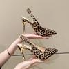 Leopard Print Bag Head High Heels Women's Spring Word with Thin Heel Temperament Sexy Fashion Sandals