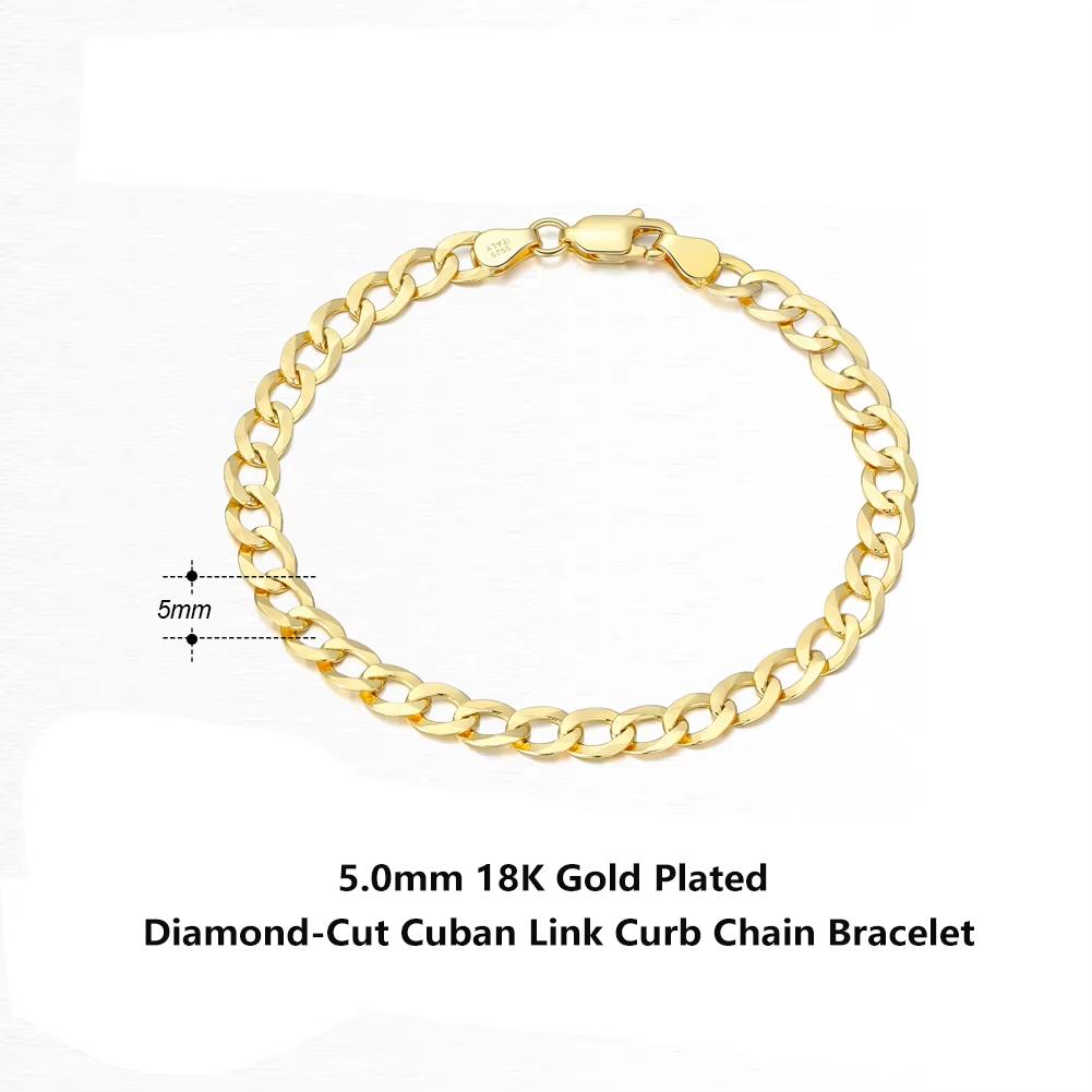 ORSA JEWELS Настоящее стерлинговое серебро 925 пробы Итальянский кубинский браслет-цепочка 3 мм Звенья с алмазной огранкой Цепь «Кубинка» Ювелирные изделия для женщин и мужчин SB123-P