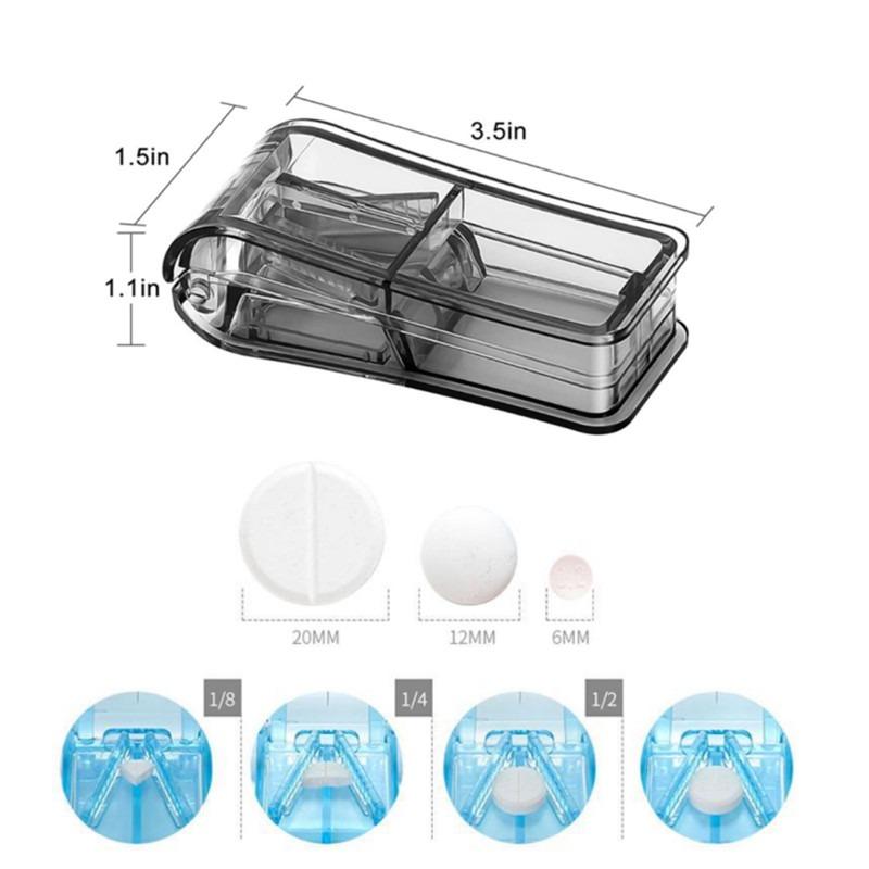 Candy Color Clear Pill Storage Box with Stainless Steel Pill Cutter Tablet Splitter Portable Mini Pill Box Case for Home Travel