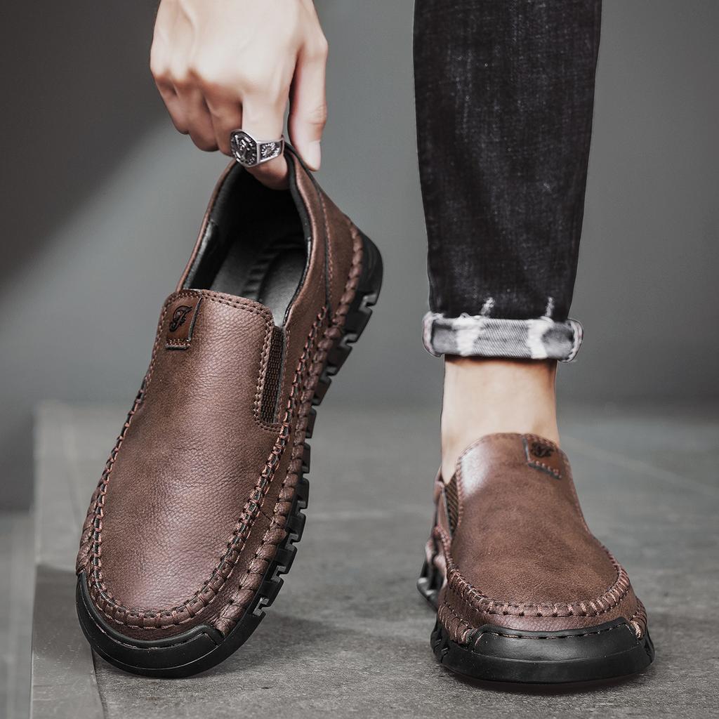 Мужская повседневная обувь, кожаные мокасины ручной работы, качественные мокасины на плоской подошве, мужские кроссовки