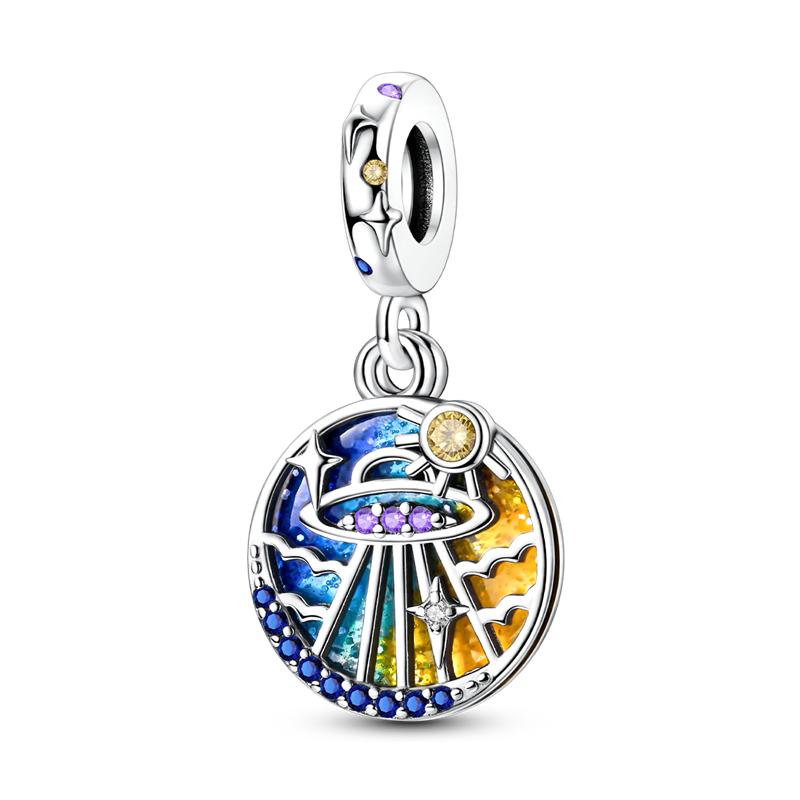 copper Colorful Charm Bead Charms Bead Sparkling Inlaid Zirconium Pendants Compatible With Authentic Accessories Bracelets Jewellery Gift