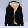 Men's Solid Color Plus Size Fleece-Lined Zip-Up Hoodie - 2025 Autumn/Winter Collection