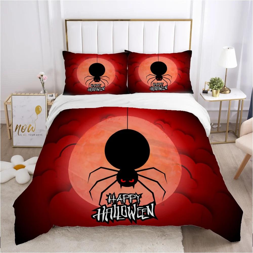 Cartoon Halloween King Queen Duvet Cover Horror Eyes Grimace Bedding Set for Children Boys Girls Scary Night Theme Quilt Cover