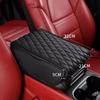 SEAMETAL Car Armrest Cushion PU Leather Memory Foam Center Console Armrest Cover Pad With 2 Storage Pockets Armrest Support