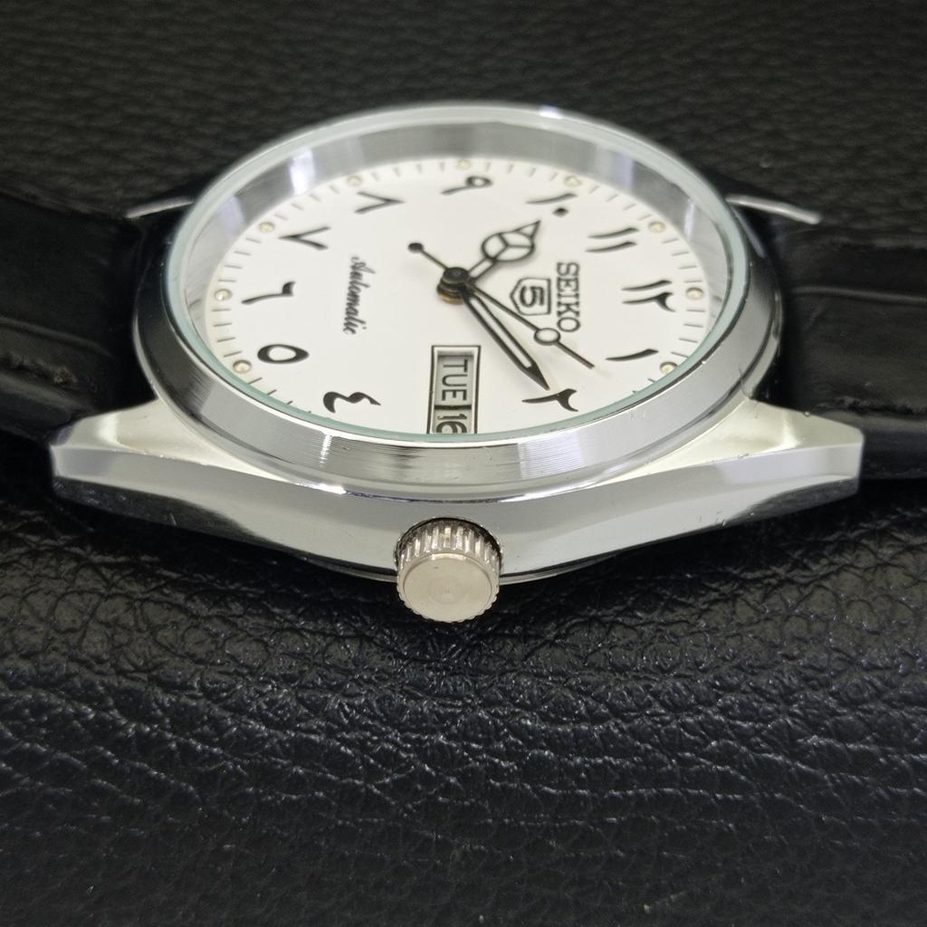 АВТОМАТИЧЕСКИЕ ВИНТАЖНЫЕ ВОССТАНОВЛЕННЫЕ МУЖСКИЕ ЧАСЫ SEIKO 5 JAPAN 6309A БЕЛЫЕ a441194-4