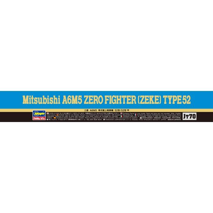 [Hasegawa] 1/48 Imperial Japanese Navy Mitsubishi A6M5 Zero Fighter 52/52a Model Kit JT70, Grey