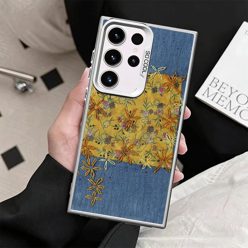 Мягкий чехол для телефона с ретро-джинсовым узором для Samsung Galaxy S24 S25 FE S26 Edge S23 Ultra S22 Plus S21 + Ударопрочная задняя крышка