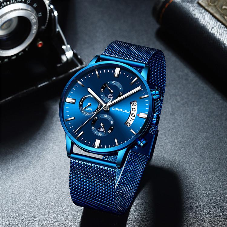 CRRJU New Six-pin Men's Casual Personality Watch Fashion Popular Men's Watch Student Watch