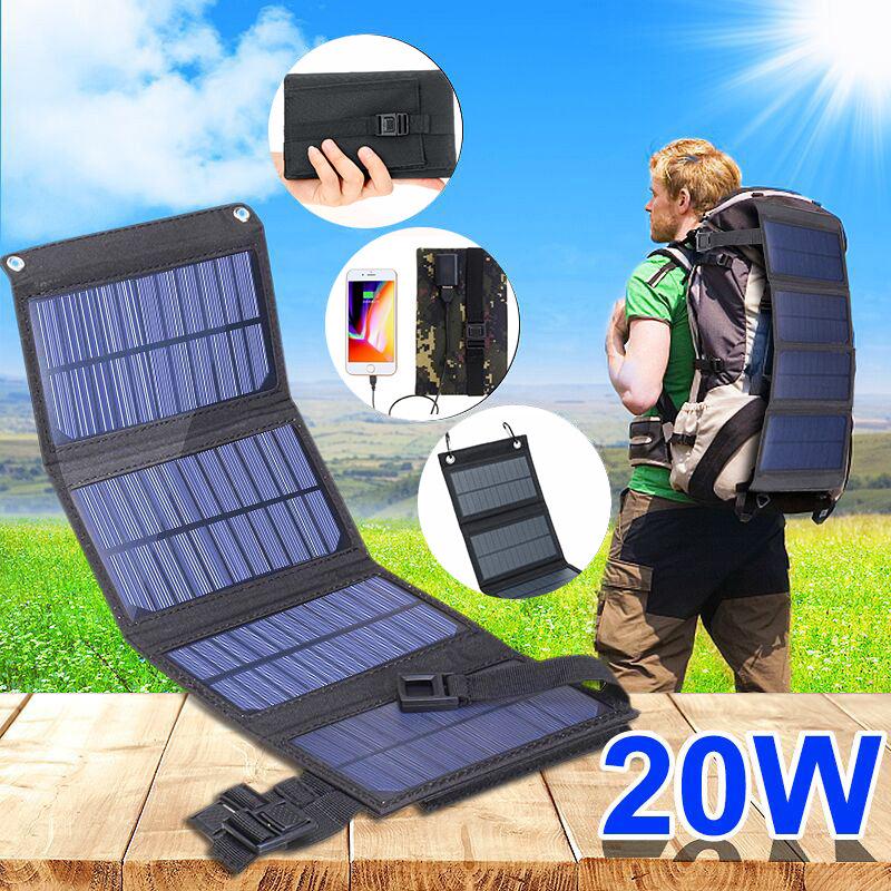 20W Solar Folding Bag: Portable 8W 5V USB Outdoor Mobile Phone Charger