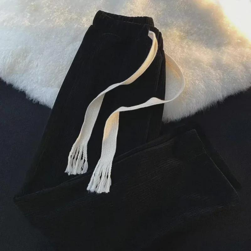 Men's and Women's Wide-Leg Corduroy Sweatpants - Spring/Autumn Drawstring Casual Loose Fit