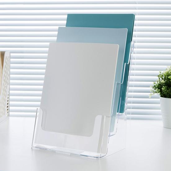 Акриловый держатель для брошюр, 3 уровня, размер А4, прозрачное настенное крепление, органайзер для столешницы, флаер, буклет, журнал для документов, литературный стенд, товары для дома.