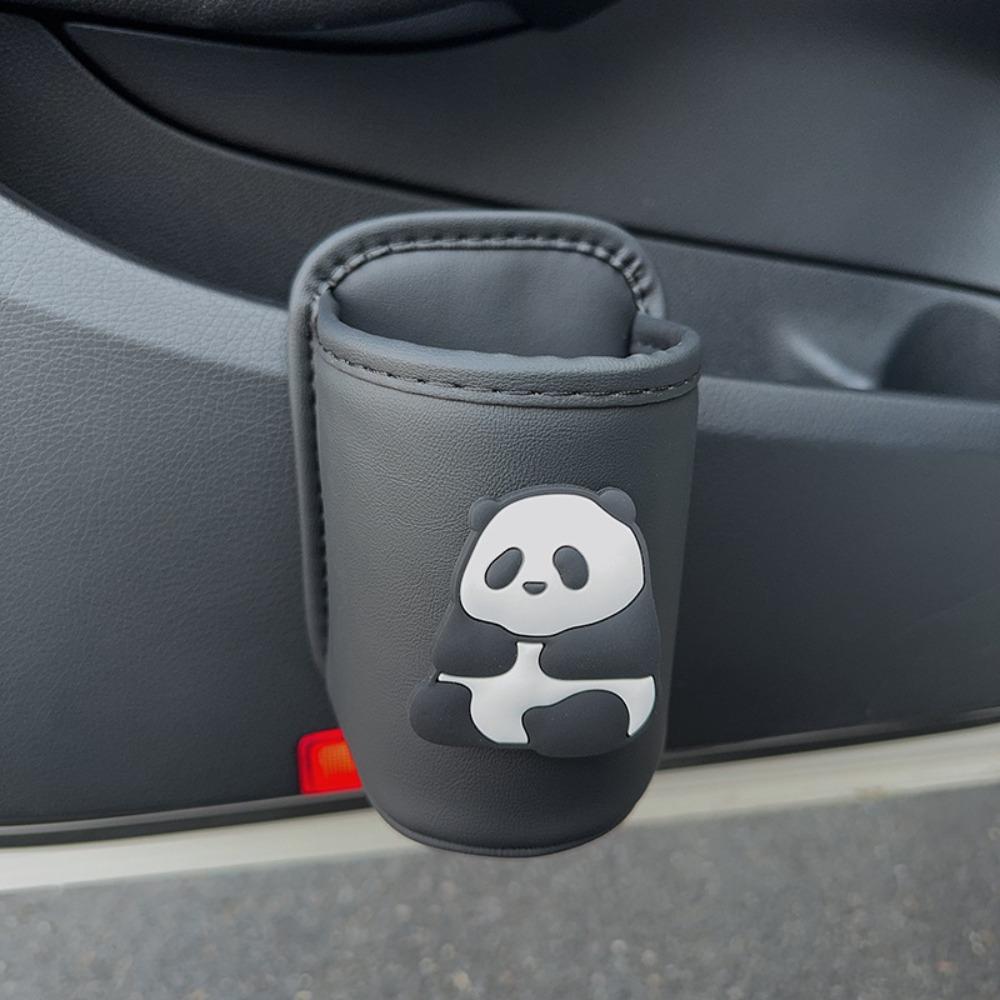 PU Leather Car Beverage Rack Panda Cup Stand Portable Car Cup Holder Car Interior Accessories