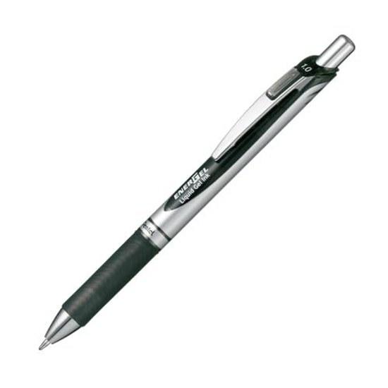 Шариковая ручка Pentel Гелевые чернила Тип нажимной 1,0 мм Серебристый корпус BL80-A Черный