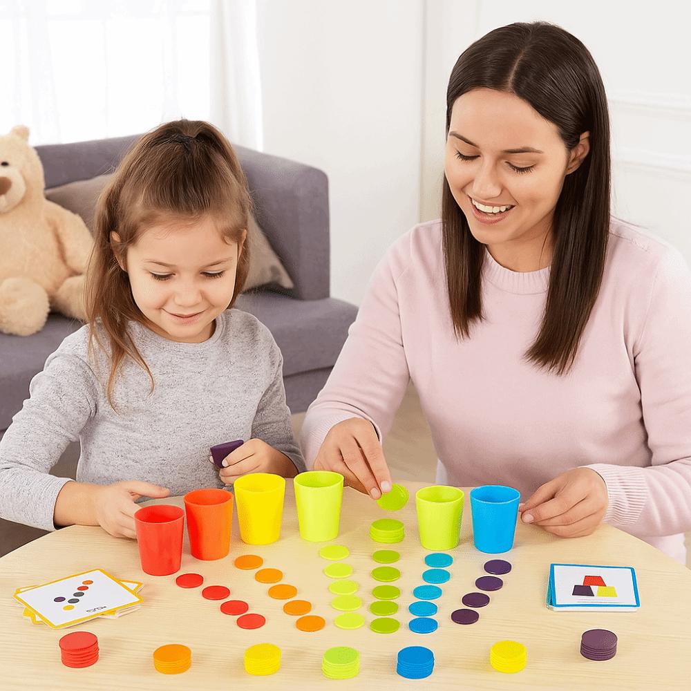 Matching Color Stacked Cups Game Montessori Color Classification Cup Toys  Hand Eye Coordination