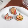 Cat Burger Enamel Pins Custom Cute Cat French Fries Brooches Lapel Badges Clothes Animal Jewelry Gift for Kids Friends