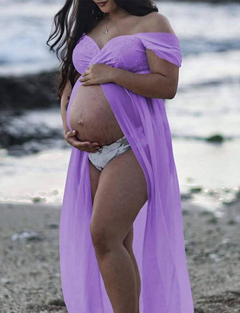 Платье макси с открытыми плечами для беременных, платье для фотосессии для беременных