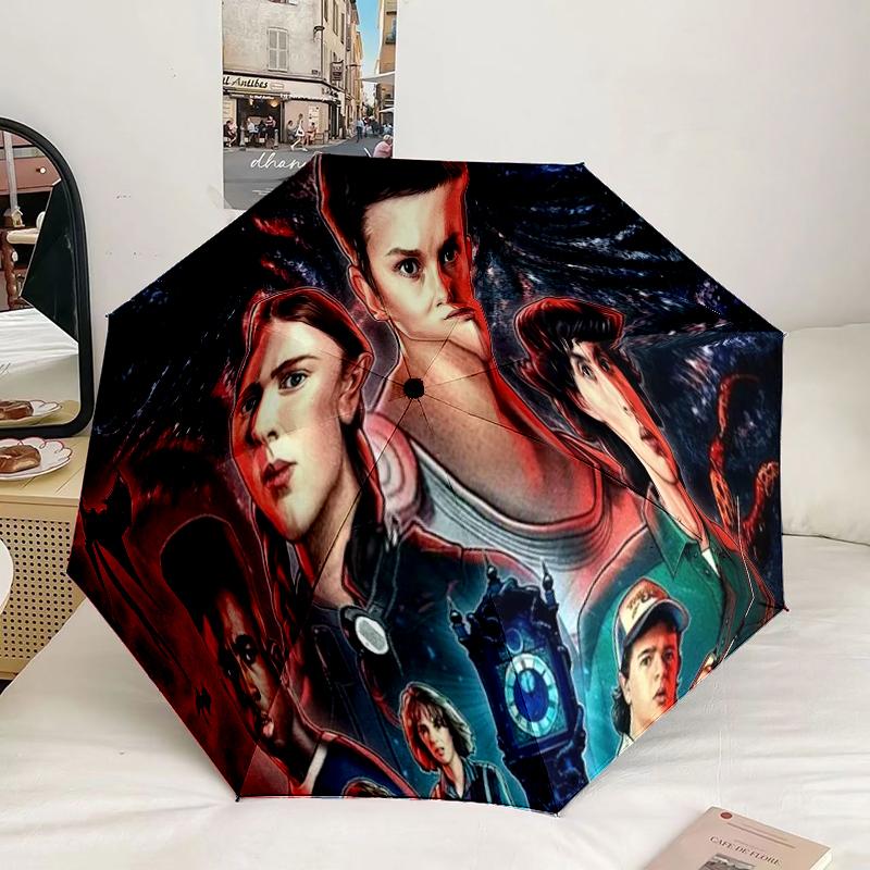 Summer Fun Ice Cream Stranger Umbrella 8-Frame for Travel, camping, Casual Lightweight Portable Umbrella, Essential for every family Holidays Gift
