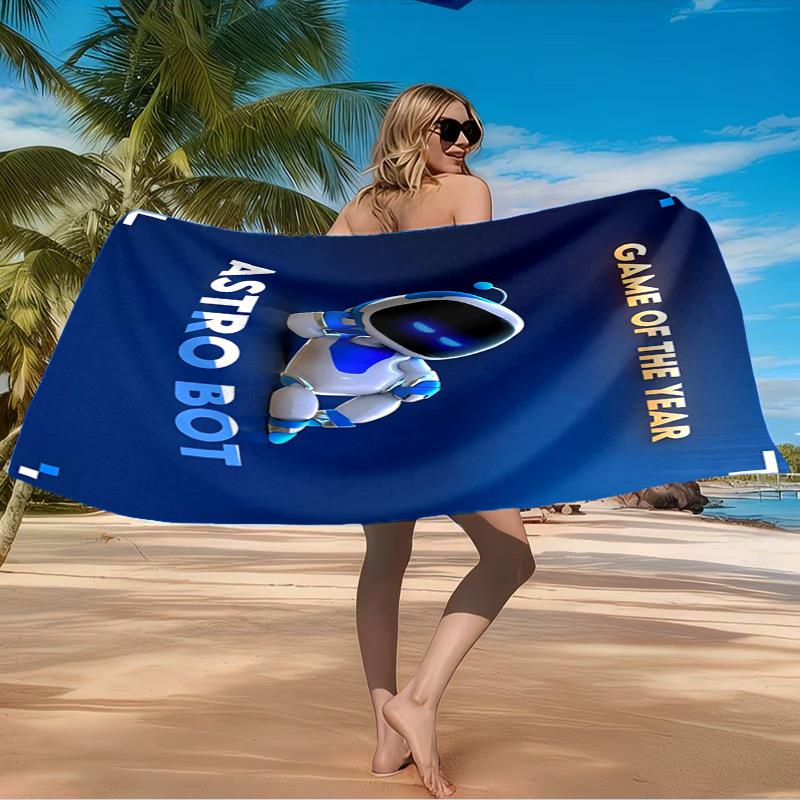 Space Adventure Robot Beach Towel Microfiber Beach Towel, Lightweight and Quick-Dry, for Summer Travel, Swimming Pool Fan Birthday Gift