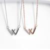 Korean Version of Fashion Double V Necklace Women's Diamond W Letter Collarbone Neck Chain Trendy Fashion Jewelry