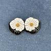 MOY Расписанные вручную черно-белые эмалевые серьги-клипсы в виде цветка анютины глазки для женщин