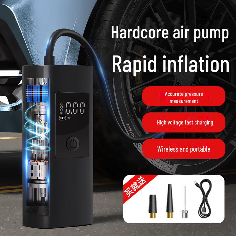 Портативный беспроводной автомобильный воздушный насос с большой батареей и цифровым дисплеем — многофункциональный ручной трансграничный воздушный насос.