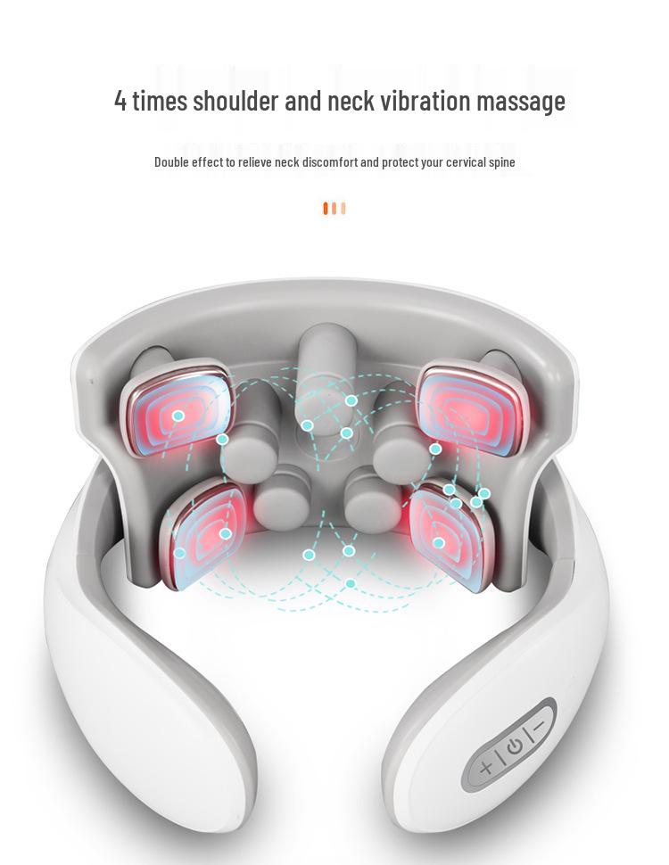 Умный массажер для шеи: Портативное устройство для тепловой и вибрационной терапии шейного отдела позвоночника