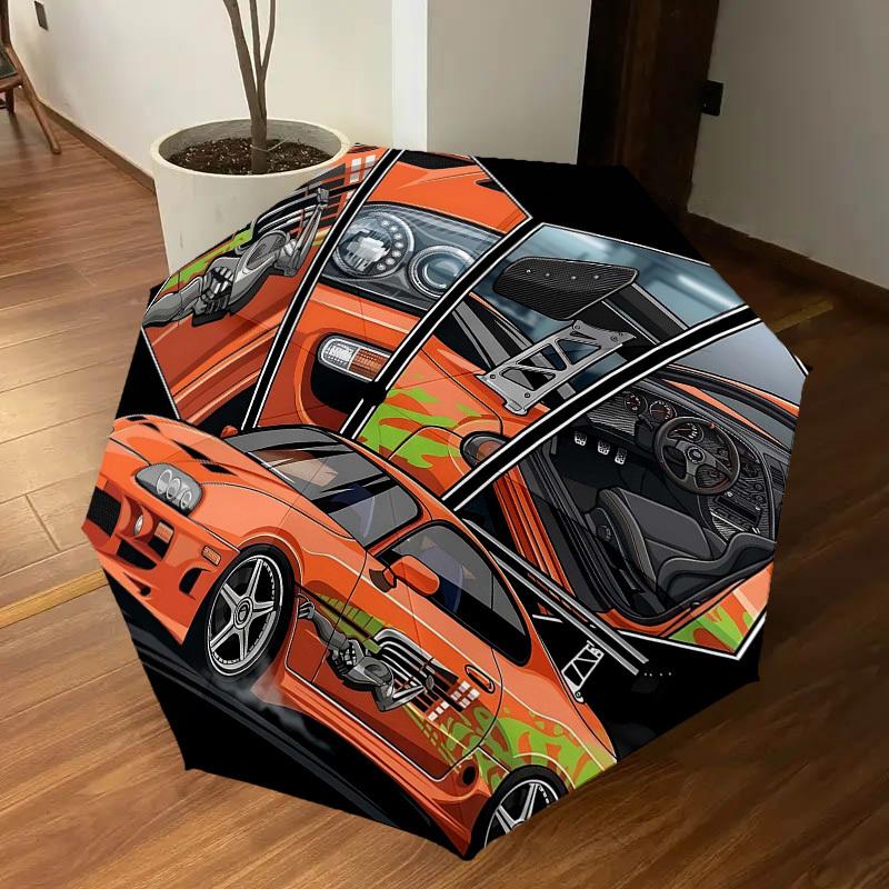 1PC car racing Umbrella-8-Rib Reinforced Portable Folding Travel Suitable for All Seasons Outdoor Daily Use -J0380