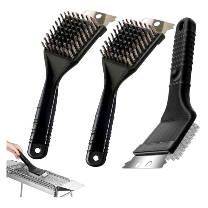 Barbecue Cleaning Brush - 3 Pieces - Stainless Steel - 3 In 1 - Rustproof - Durable