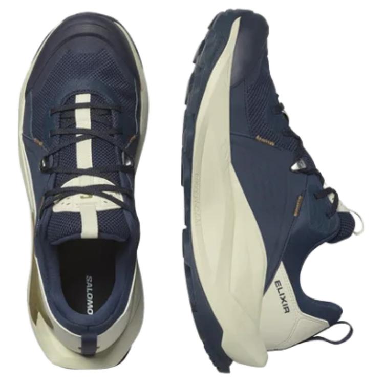 SALOMON Elixir GORE-TEX Soft Comfortable Slip-Resistant Durable Low-Top Hiking Shoes Men Hiking Shoes Blue L47565700