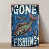 Винтажный металлический настенный декор для рыбалки Знак GONE FISHING с дизайном прыгающей рыбы Рустик Фармхаус для мужской комнаты Гаража Хижины Де