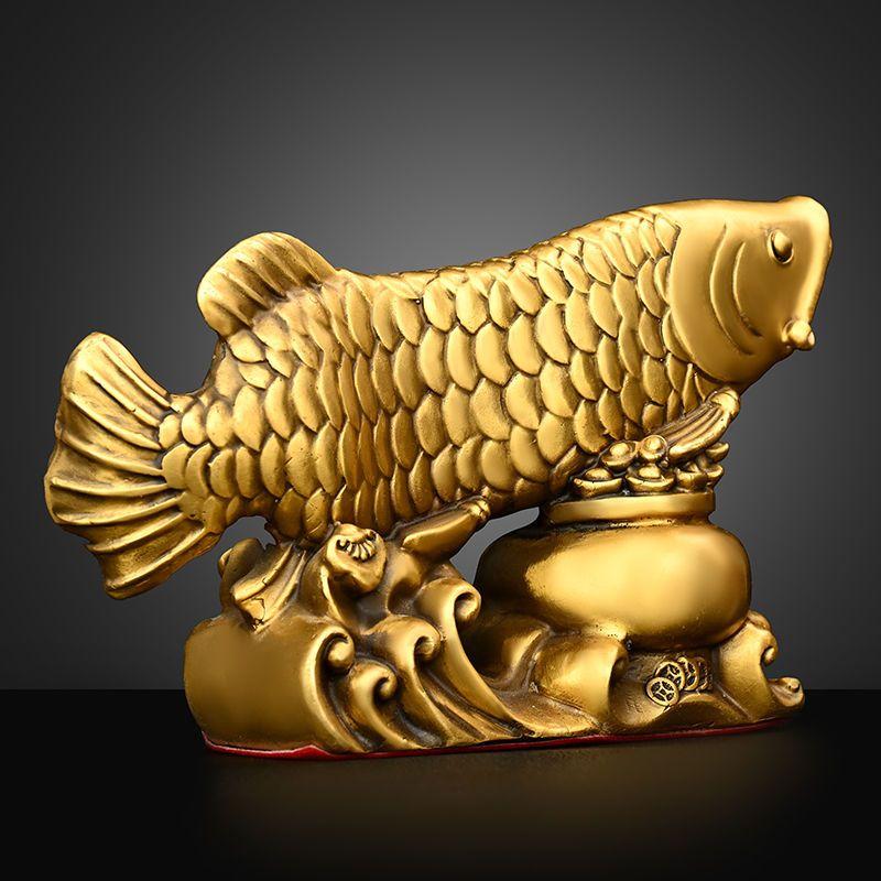 Фэншуй Чистая Медная Рыба Орнамент Золотой Дракон Рыба Сокровище Чаша Гостиная Офисный Стол Талисман Богатства Украшение