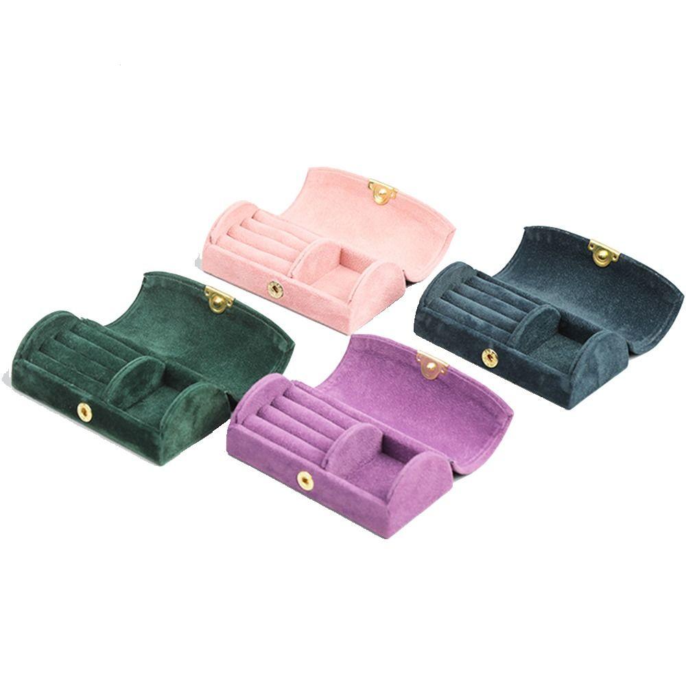 Solid Color Jewelry Display Tray Velvet Women Jewelry Box Finger Ring Box Portable Earring Box