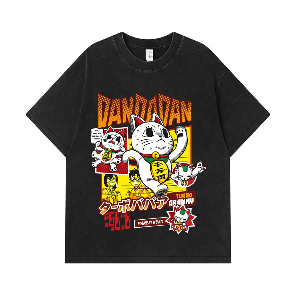 275 GSM Washed T-shirts 100% Cotton Dandadan V31 Turbo Granny Print Unisex Heavy Cotton T Shirt