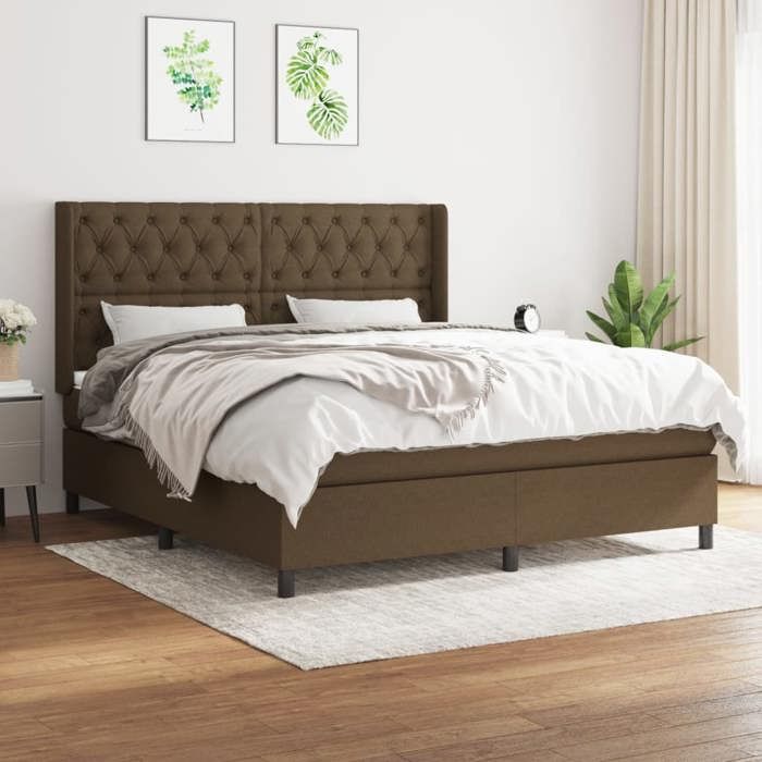 Maison Exclusive - Sommier à lattes de lit avec matelas Marron foncé 160x200 cm