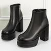 Мода 2025 Новые женские ботинки Сексуальные туфли на ультравысоком каблуке Женские ботинки с круглым носком Обувь на платформе Женская обувь Ботильоны На молнии Вечерняя обувь