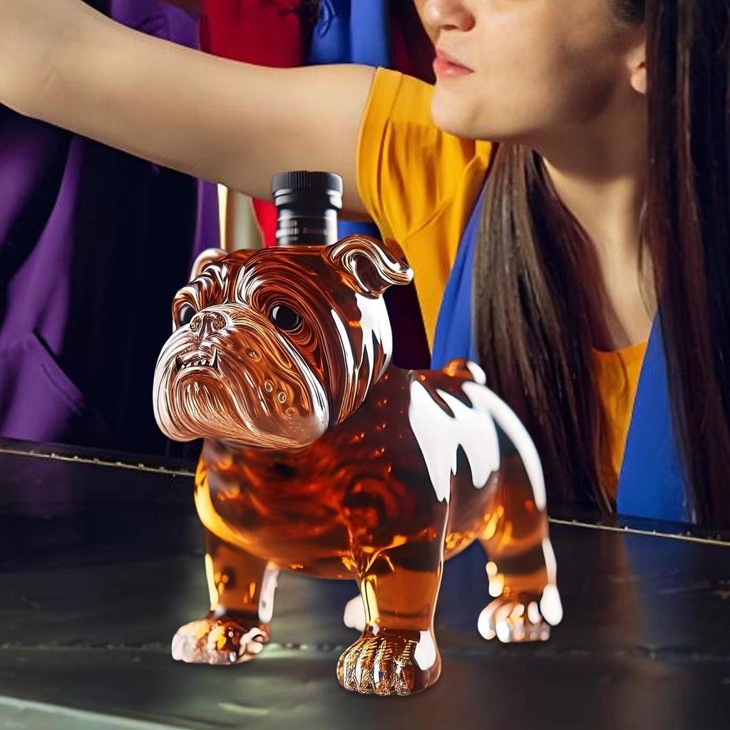 Bulldog Shaped Decanter Whiskey Bottle Funny Glass Collectible Novelty Home Tasting Beer Bottle Wedding Collector Gift For Men