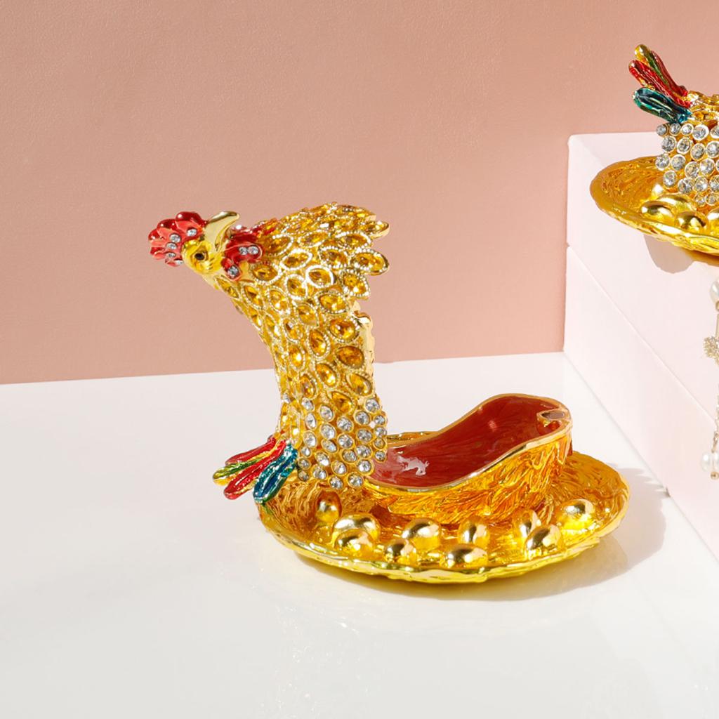 Шкатулка для украшений 'Курица Удачи' из сплава, эмаль, декор для дома, витрина, миниатюрная модель