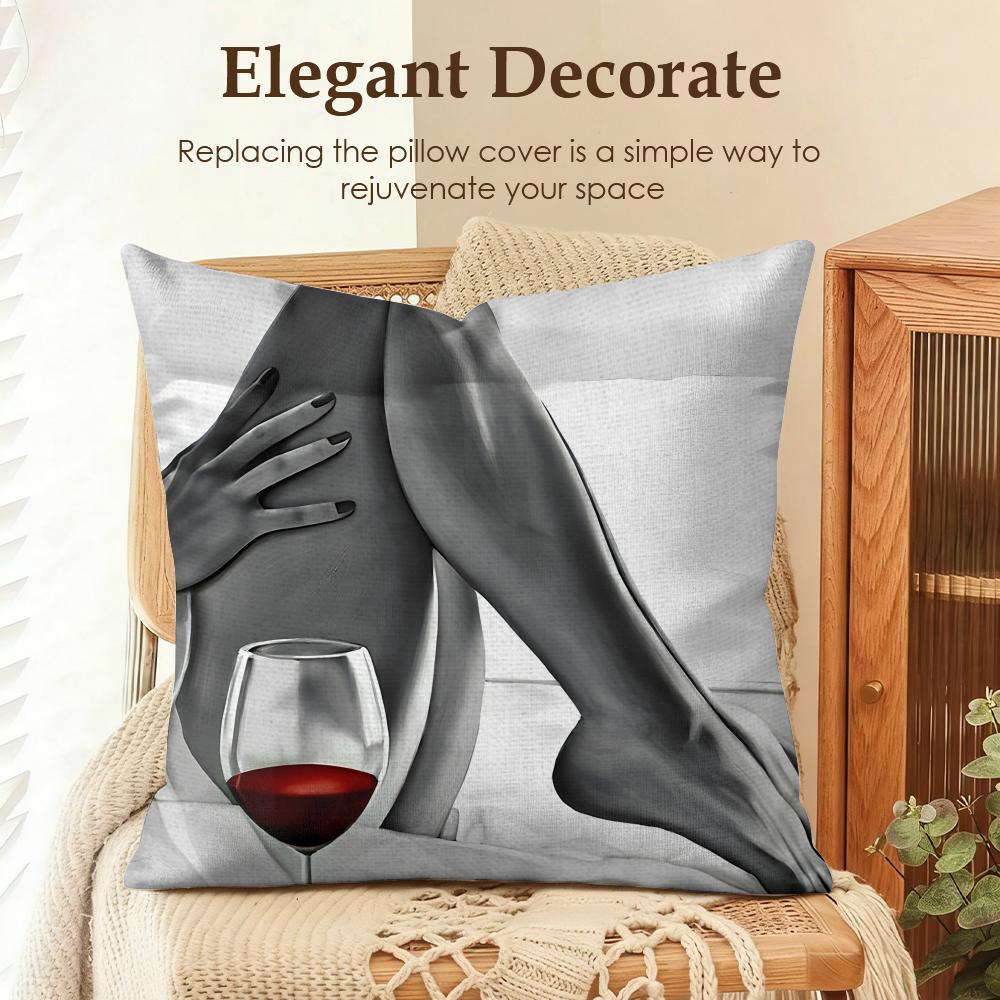 Black White Fashion Ins Sexy Cushion Cover Natural Linen Organic Fabric DoubleSided Printing Sofa Home Decor Gift Pillow Case