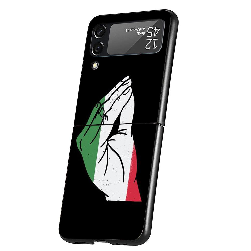 Italy Flag Cover Phone Case For Samsung Galaxy Z Flip 7 6 5 4 3 5G Flip7 Flip6 Flip5 Flip4 Flip3 Black Fundas Shell Galaxy Z Fli