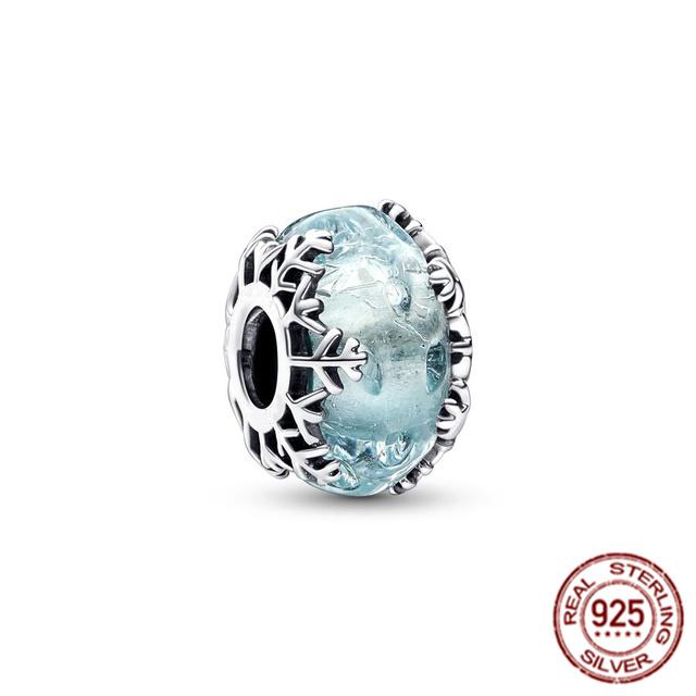 New Star Heart Double &Snowflake Snow Globe Dangle Charm Bead Fit Original Silver 925 Fasion Bracelet Bangle Diy Women Jewelry