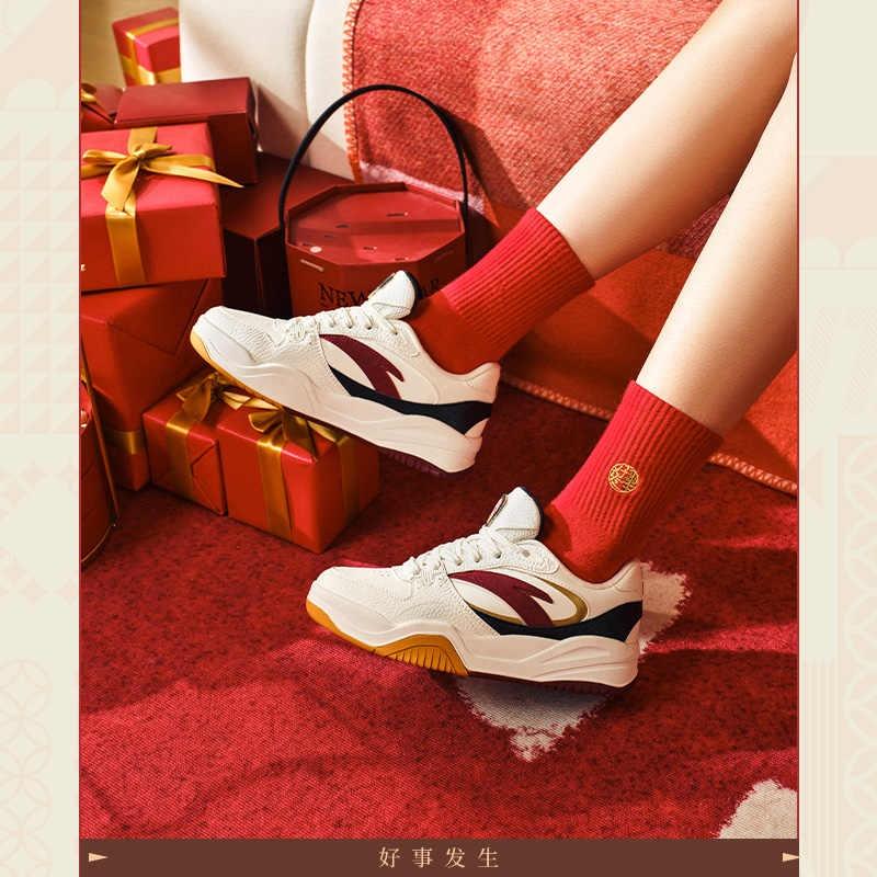 Anta Wave Shoe Slip Resistant Abrasion Resistant Cushioning Low top Skateboard Shoes Women's White Red Black 922518005-6